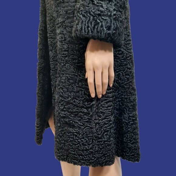 Vintage Black Persian Lamb Fur Coat 1940s 1950s Womens Size XS Mid Calf - Picture 9 of 14